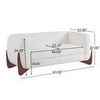 Causeuse en tissu beige de 63 po