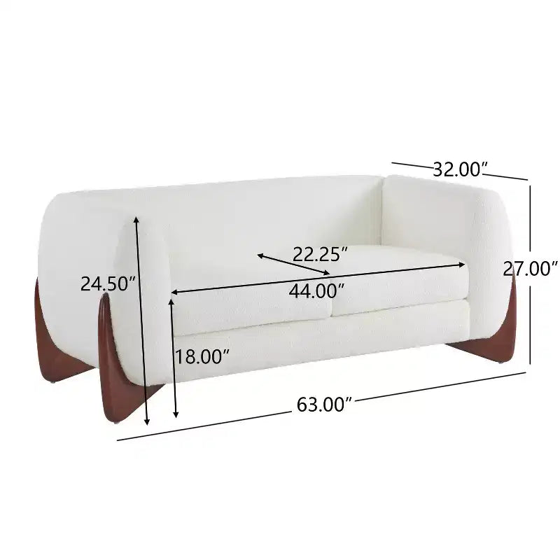 Causeuse en tissu beige de 63 po