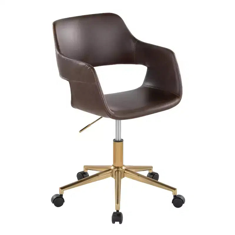 LumiSource Margarite Task Chair Gold/Espresso PU