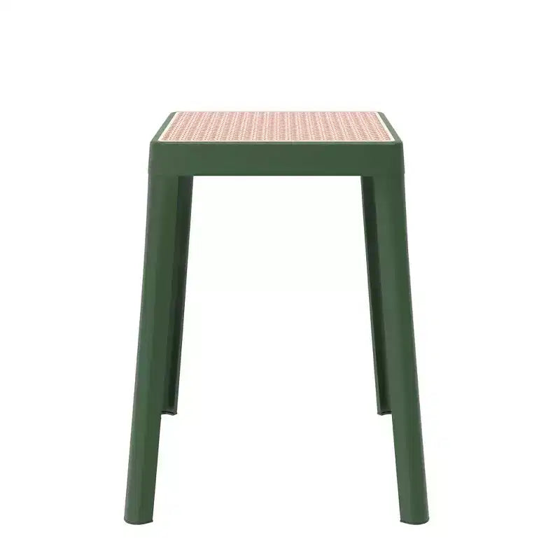 Tabouret de salle à manger carré empilable avec plateau en osier, conception légère et durable pour la cuisine, le jardin, le balcon, le café, le patio ou la terrasse