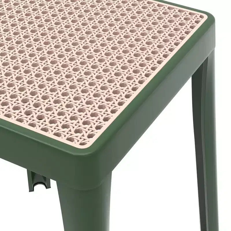 Tabouret de salle à manger carré empilable avec plateau en osier, conception légère et durable pour la cuisine, le jardin, le balcon, le café, le patio ou la terrasse