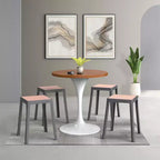 Tabouret de salle à manger carré empilable avec plateau en osier, conception légère et durable pour la cuisine, le jardin, le balcon, le café, le patio ou la terrasse
