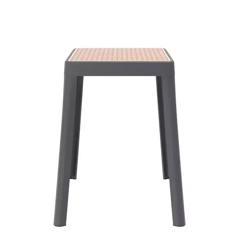 Tabouret de salle à manger carré empilable avec plateau en osier, conception légère et durable pour la cuisine, le jardin, le balcon, le café, le patio ou la terrasse