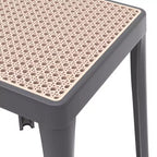 Tabouret de salle à manger carré empilable avec plateau en osier, conception légère et durable pour la cuisine, le jardin, le balcon, le café, le patio ou la terrasse