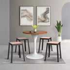 Tabouret de salle à manger carré empilable avec plateau en osier, conception légère et durable pour la cuisine, le jardin, le balcon, le café, le patio ou la terrasse