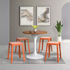 Tabouret de salle à manger carré empilable avec plateau en osier, conception légère et durable pour la cuisine, le jardin, le balcon, le café, le patio ou la terrasse