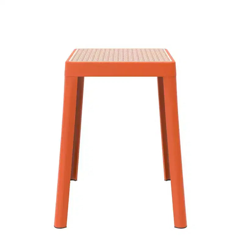Tabouret de salle à manger carré empilable avec plateau en osier, conception légère et durable pour la cuisine, le jardin, le balcon, le café, le patio ou la terrasse