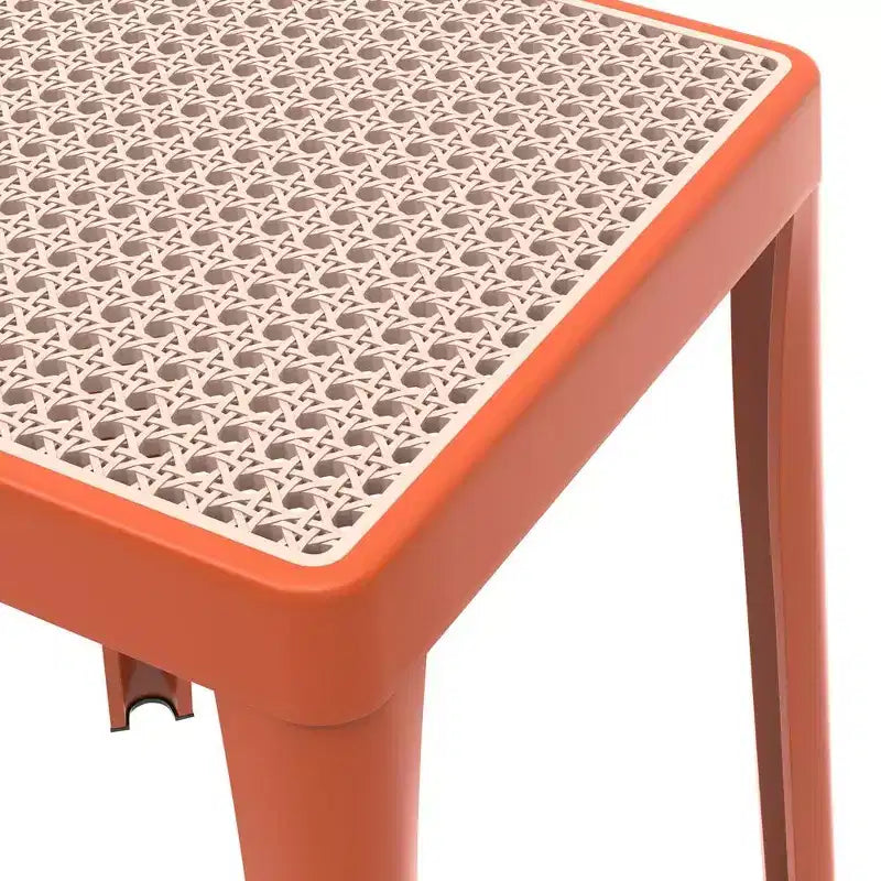 Tabouret de salle à manger carré empilable avec plateau en osier, conception légère et durable pour la cuisine, le jardin, le balcon, le café, le patio ou la terrasse