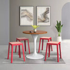 Tabouret de salle à manger carré empilable avec plateau en osier, conception légère et durable pour la cuisine, le jardin, le balcon, le café, le patio ou la terrasse