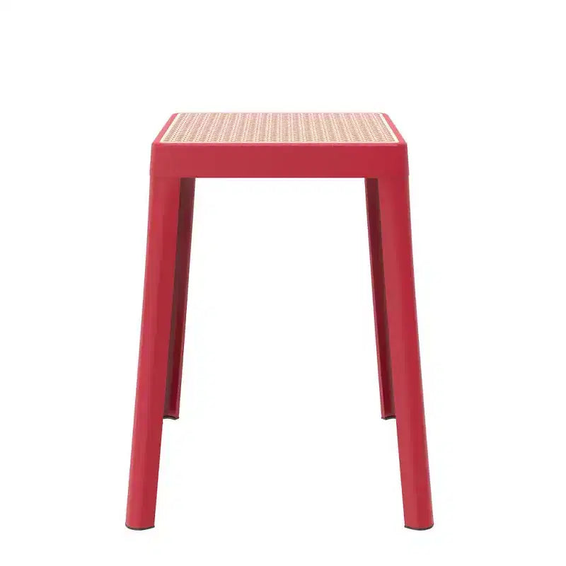 Tabouret de salle à manger carré empilable avec plateau en osier, conception légère et durable pour la cuisine, le jardin, le balcon, le café, le patio ou la terrasse