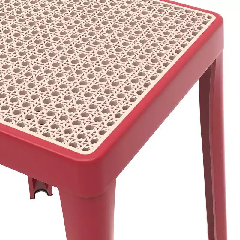 Tabouret de salle à manger carré empilable avec plateau en osier, conception légère et durable pour la cuisine, le jardin, le balcon, le café, le patio ou la terrasse