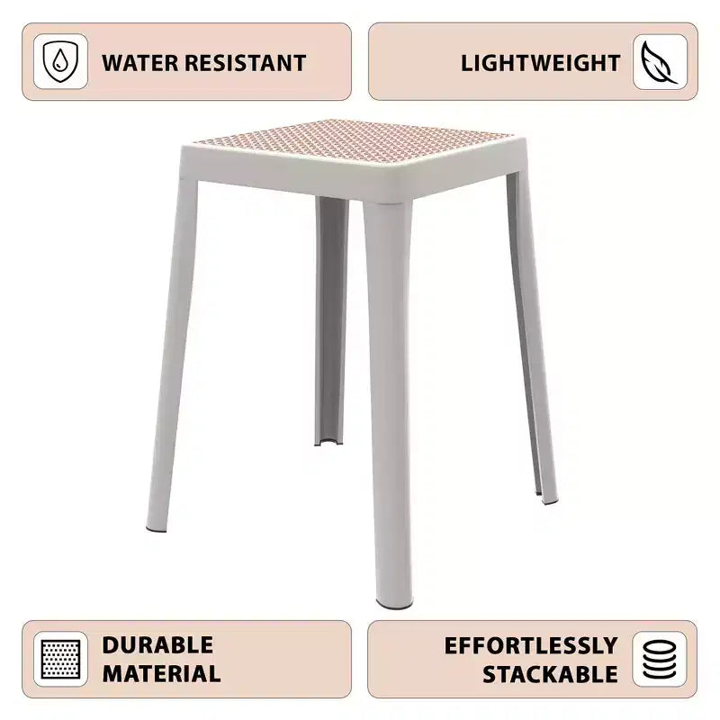 Tabouret de salle à manger carré empilable avec plateau en osier, conception légère et durable pour la cuisine, le jardin, le balcon, le café, le patio ou la terrasse