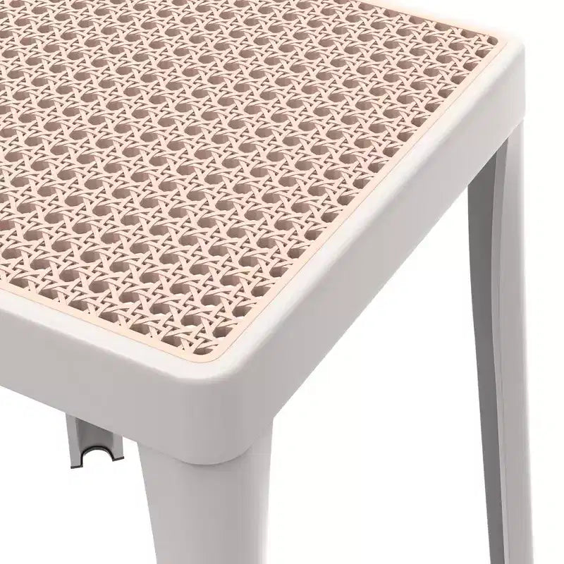 Tabouret de salle à manger carré empilable avec plateau en osier, conception légère et durable pour la cuisine, le jardin, le balcon, le café, le patio ou la terrasse
