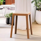 Tabouret de salle à manger carré empilable avec plateau en osier, conception légère et durable pour la cuisine, le jardin, le balcon, le café, le patio ou la terrasse