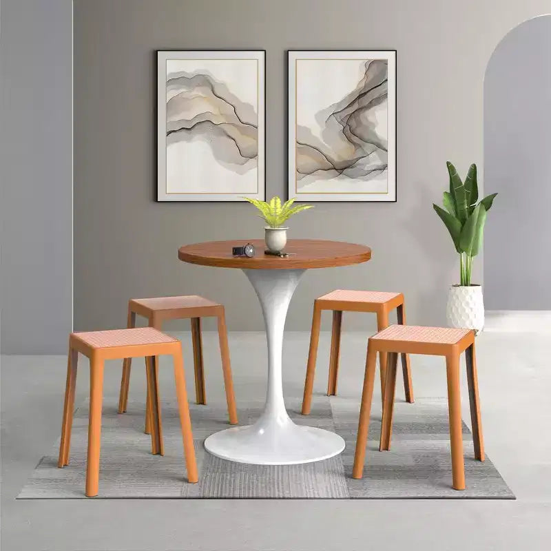 Tabouret de salle à manger carré empilable avec plateau en osier, conception légère et durable pour la cuisine, le jardin, le balcon, le café, le patio ou la terrasse