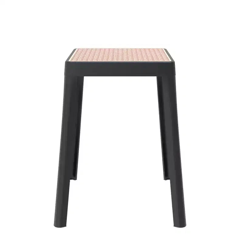 Tabouret de salle à manger carré empilable avec plateau en osier, conception légère et durable pour la cuisine, le jardin, le balcon, le café, le patio ou la terrasse