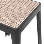 Tabouret de salle à manger carré empilable avec plateau en osier, conception légère et durable pour la cuisine, le jardin, le balcon, le café, le patio ou la terrasse