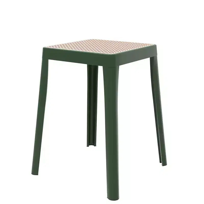 Tabouret de salle à manger carré empilable avec plateau en osier, conception légère et durable pour la cuisine, le jardin, le balcon, le café, le patio ou la terrasse