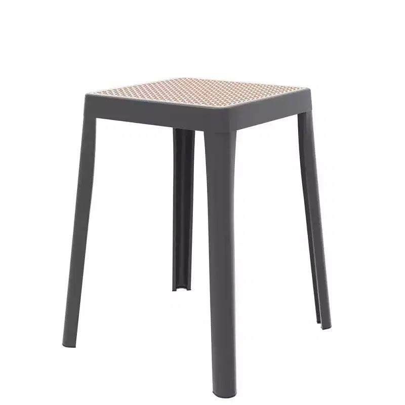 Tabouret de salle à manger carré empilable avec plateau en osier, conception légère et durable pour la cuisine, le jardin, le balcon, le café, le patio ou la terrasse