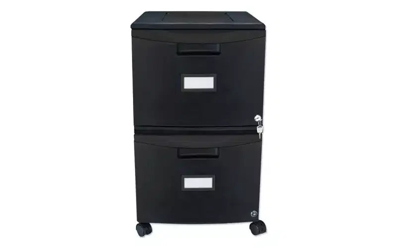 Storex Two-Drawer Mobile Filing Cabinet, 2 Legal/Letter-Size File Drawers, Black, 14.75 x 18.25 x 26