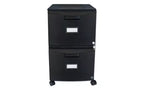 Storex Two-Drawer Mobile Filing Cabinet, 2 Legal/Letter-Size File Drawers, Black, 14.75 x 18.25 x 26