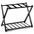 Costway Folding Luggage Rack with Shelf Travel Suitcase Shoe Storage Holder Wood Stand