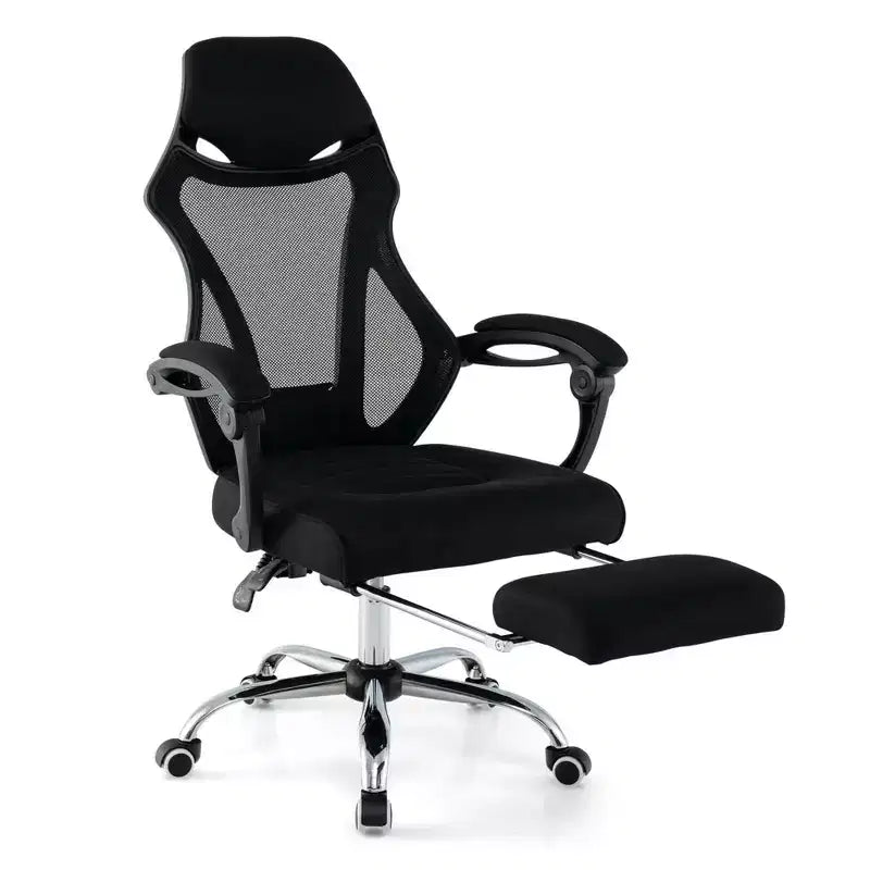 Fauteuil de bureau ergonomique en maille avec repose-pieds, hauteur réglable et dossier inclinable