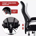 Fauteuil de bureau ergonomique en maille avec repose-pieds, hauteur réglable et dossier inclinable