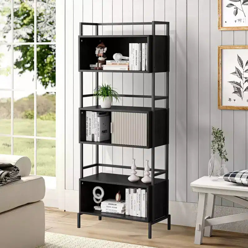 Bibliothèque à triple armoire, Armoire de rangement verticale, Armoire décorative