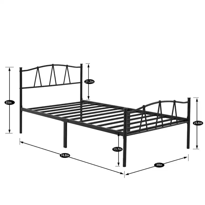Cadre de lit plateforme en métal avec tête et pied de lit | Cadre de lit Queen, Full, Twin avec rangement | Cadre de lit robuste sans sommier tapissier requis