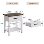 Table d'appoint avec tiroir, table de chevet pour espaces restreints, étagères de rangement à 2 niveaux avec commode, table de chevet pour salon, chambre à coucher, blanc