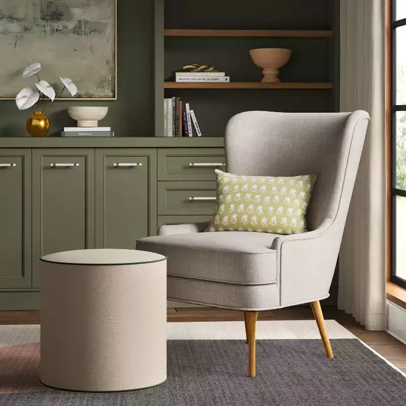 Pouf en velours contrasté